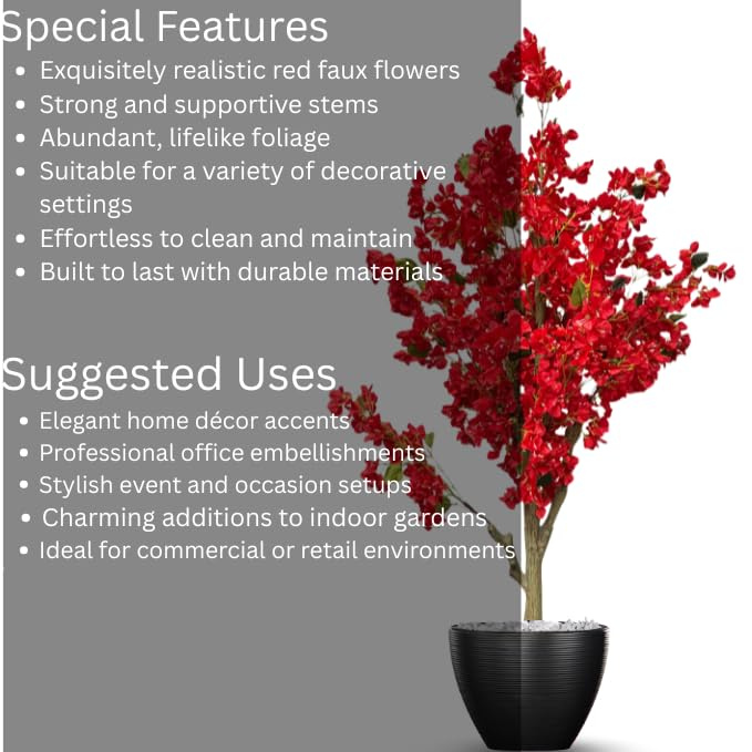 Garden Gyani Artificial Bougainvillea Tree – 5.7 Feet Tall | Faux Flowering Tree with Pink Blooms for Home, Balcony & Office Décor | Indoor Outdoor UV Resistant Decorative Plant Without Pot