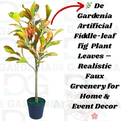 Garden Gyani Decorative Artificial Fiddle Leaf Fig Plant – 90 cm Tall Faux Green Plant Without Pot | Realistic Indoor & Outdoor Home & Office Décor