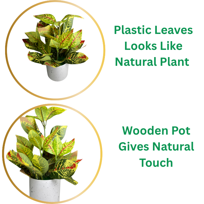 Garden Gyani Artificial Rubber Plant – Small Faux Potted Plant for Tabletop, Home, Bathroom & Office Décor | Indoor Decorative Greenery