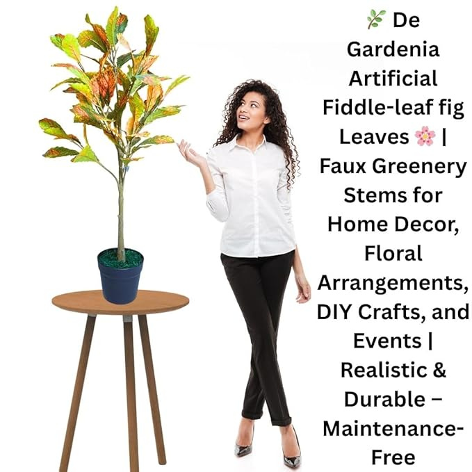 Garden Gyani Decorative Artificial Fiddle Leaf Fig Plant – 90 cm Tall Faux Green Plant Without Pot | Realistic Indoor & Outdoor Home & Office Décor