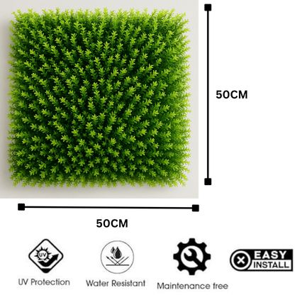 Garden Gyani Artificial Vertical Garden Panel 50×50 cm | Dense Hedge Style Green Wall | UV Protected Indoor Outdoor Decor