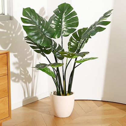 Garden Gyani 120CM Artificial Monstera Plant 11 Leaves with Pot – Lifelike Decorative Plant for Home, Office & Indoor Décor