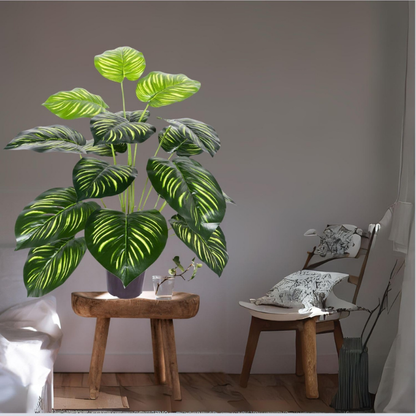 Garden Gyani Large Artificial Tree – 63 cm Tall Potted Floor Plant with Dual-Shade Big Leaves | Decorative Faux Tree for Home, Office & Indoor Garden (12 Leaves)