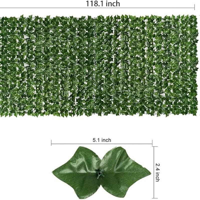 Garden Gyani Artificial Faux Ivy Leaf Mat – 1m x 3m Dark Green Privacy Fence Panel for Wall Decor, Vertical Garden, Balcony & Backdrop Decoration