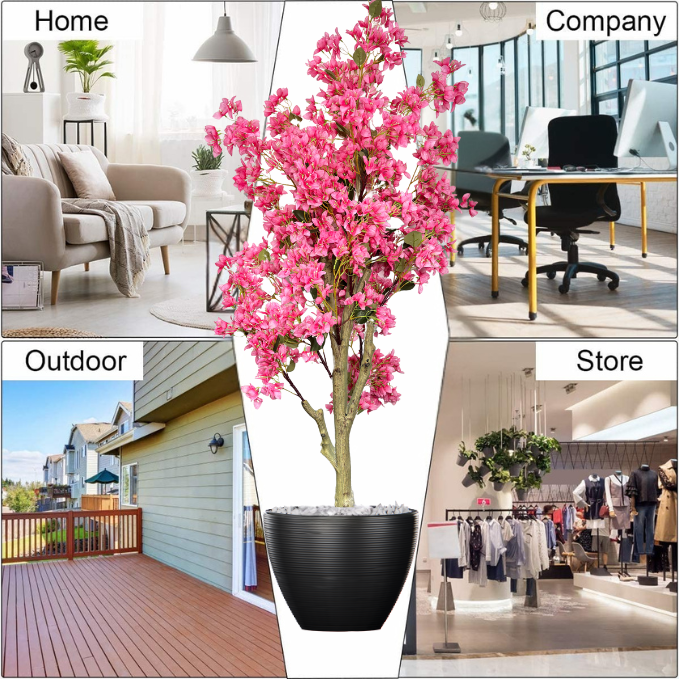 Garden Gyani Artificial Bougainvillea Tree – 5.7 Feet Tall | Faux Flowering Tree with Pink Blooms for Home, Balcony & Office Décor | Indoor Outdoor UV Resistant Decorative Plant Without Pot