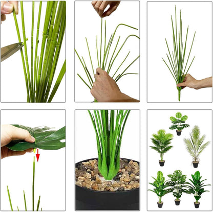 Garden Gyani Artificial Areca Palm Plant with Black Pot – 75 cm Tall