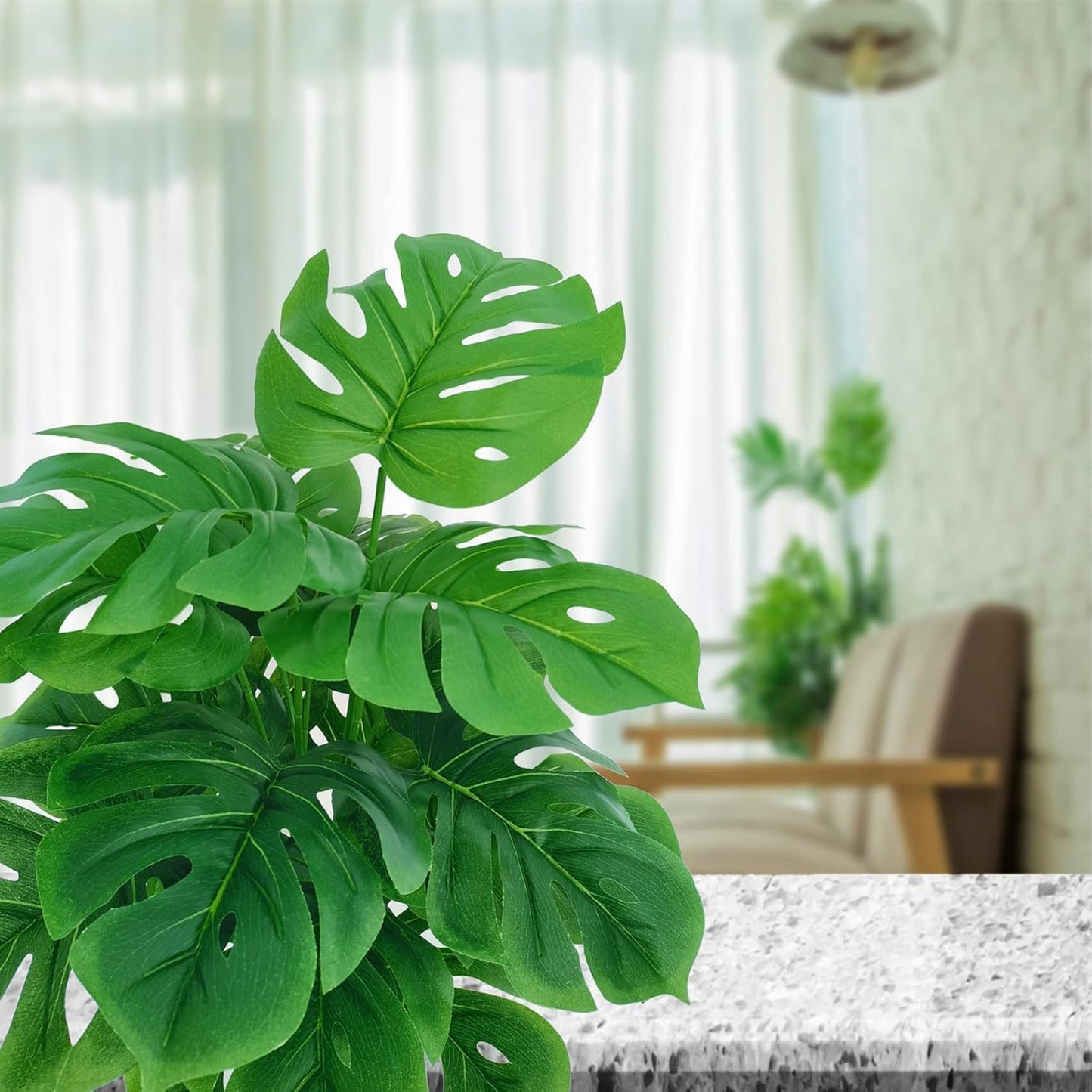 Garden Gyani Artificial Monstera Plant – 55 cm Tall with White Pot