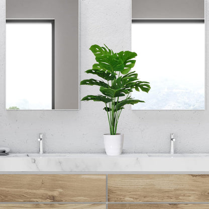 Garden Gyani Artificial Monstera Plant – 55 cm Tall with White Pot
