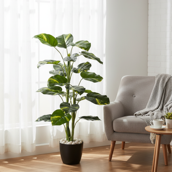 Garden Gyani Money Plant – 105 cm Tall Artificial Plant | Lifelike Faux Indoor & Outdoor Décor Without Pot