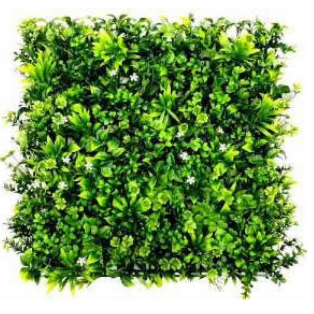 Garden Gyani Artificial Vertical Garden Panel 50×50 cm | Premium Mixed Foliage with White Flowers | UV Protected Indoor Outdoor Decor