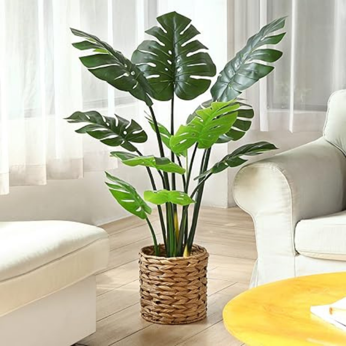 Garden Gyani 120CM Artificial Monstera Plant (Without Pot) – Lifelike Decorative Tropical Plant for Home & Office Décor