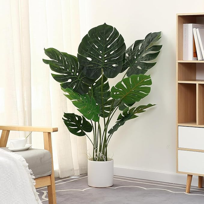 Garden Gyani 4FT Artificial Monstera Plant | Faux Swiss Cheese Floor Plant for Indoor Home & Office Décor | Lifelike Tropical Greenery – Pot Not Included