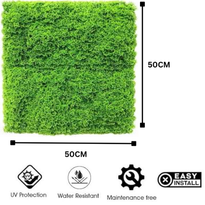 Garden Gyani Artificial Grass Wall Panel 50×50 cm | Dense Moss Style Green Mat | UV Protected Indoor Outdoor Decor