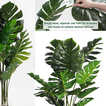 Garden Gyani 4FT Artificial Monstera Plant | Faux Swiss Cheese Floor Plant for Indoor Home & Office Décor | Lifelike Tropical Greenery – Pot Not Included