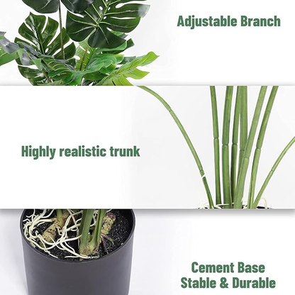 Garden Gyani 4FT Artificial Monstera Plant | Faux Swiss Cheese Floor Plant for Indoor Home & Office Décor | Lifelike Tropical Greenery – Pot Not Included