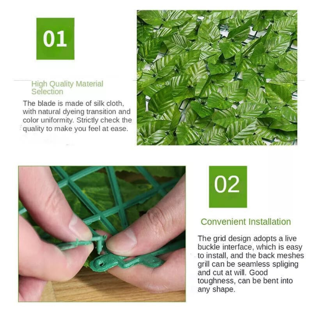 Artificial Leaf Fence Mat 1×3 Meter – Decorative Green Privacy Fence Panel Roll