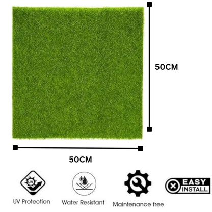 Garden Gyani Artificial Grass Carpet Panel 50×50 cm | Plain Turf Grass Mat | UV Protected Indoor Outdoor Decor