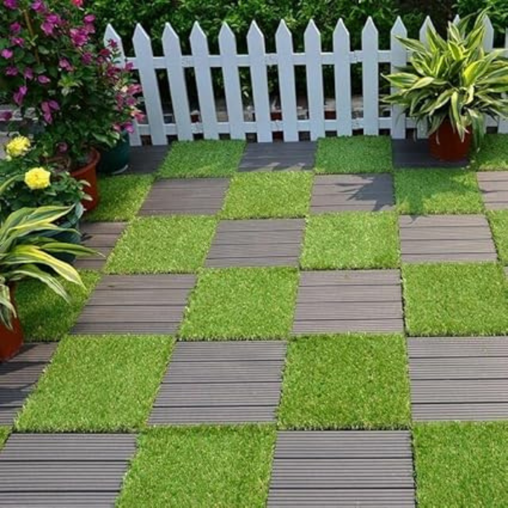 Garden Gyani Artificial Grass Carpet Panel 50×50 cm | Plain Turf Grass Mat | UV Protected Indoor Outdoor Decor