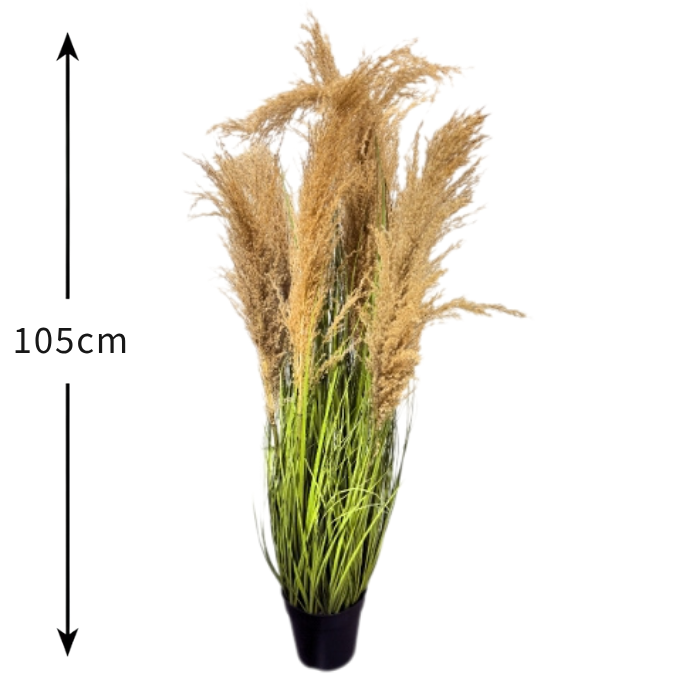Garden Gyani Natural Reed Pampas – 105 cm Tall Artificial Plant with Pot | Lifelike Faux Home & Office Décor