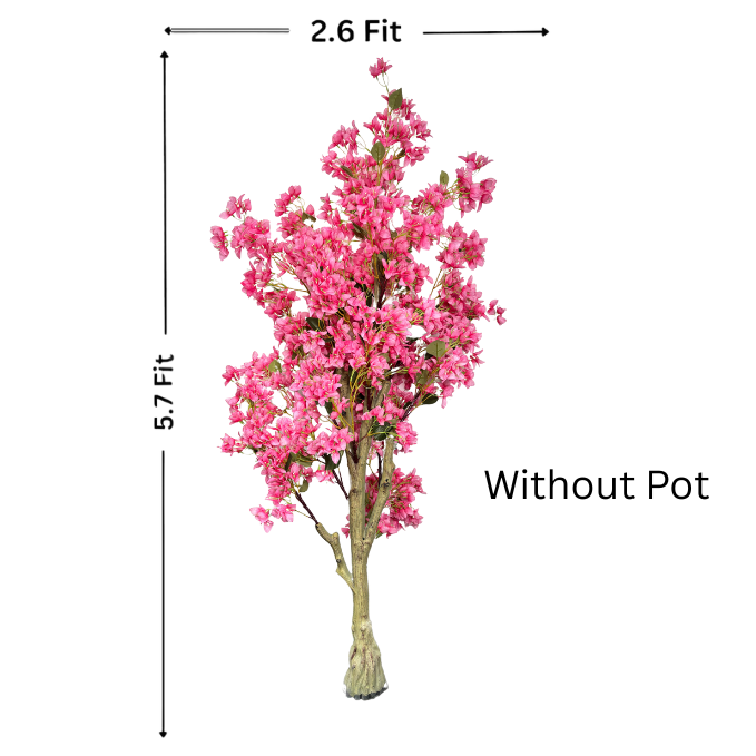 Garden Gyani Artificial Bougainvillea Tree – 5.7 Feet Tall | Faux Flowering Tree with Pink Blooms for Home, Balcony & Office Décor | Indoor Outdoor UV Resistant Decorative Plant Without Pot