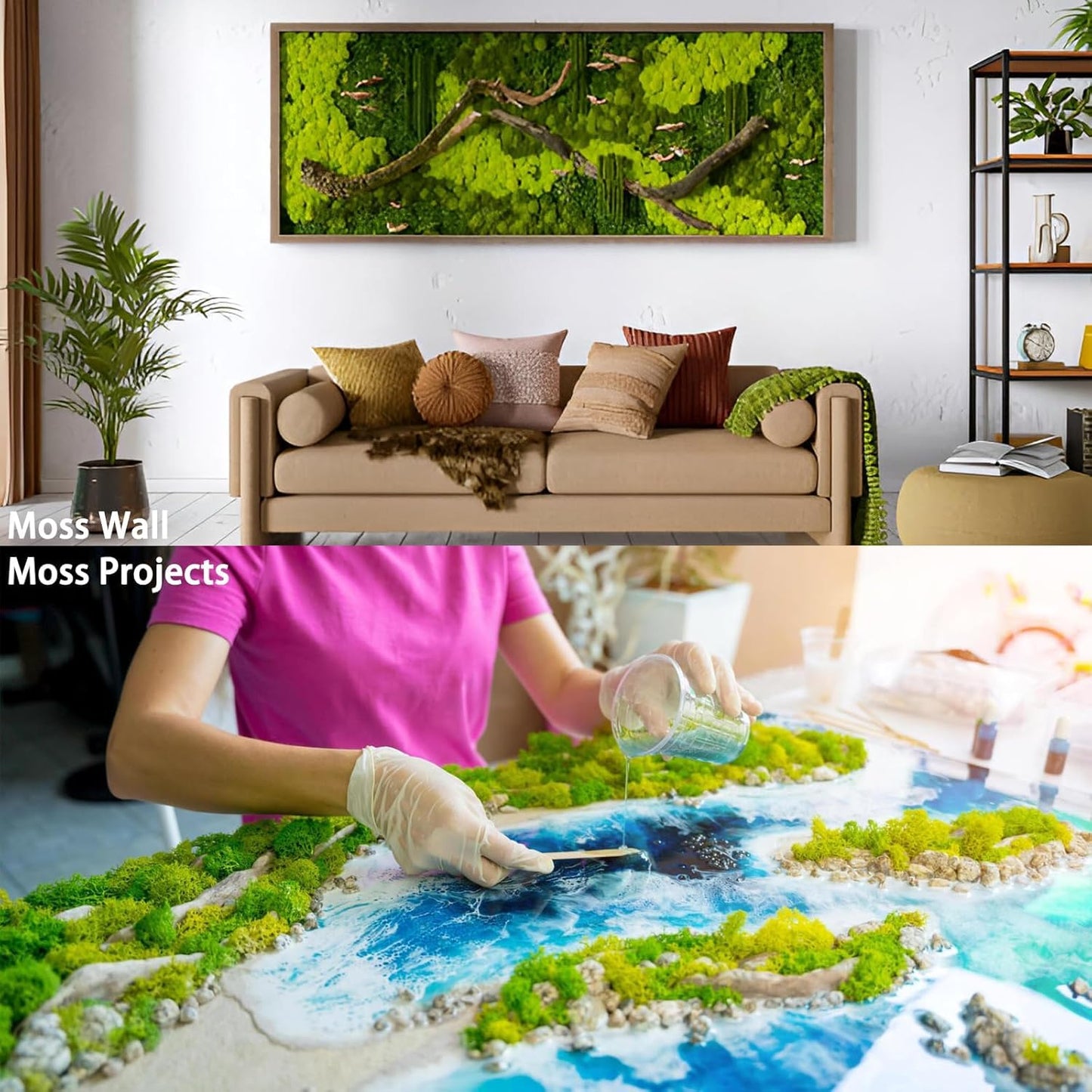 Garden Gyani Preserved Reindeer Moss – Yellow | Natural Craft Moss for DIY, Floral Decor, Terrariums & Wall Art