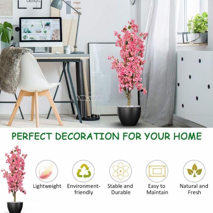 Garden Gyani Artificial Bougainvillea Tree – 5.7 Feet Tall | Faux Flowering Tree with Pink Blooms for Home, Balcony & Office Décor | Indoor Outdoor UV Resistant Decorative Plant Without Pot