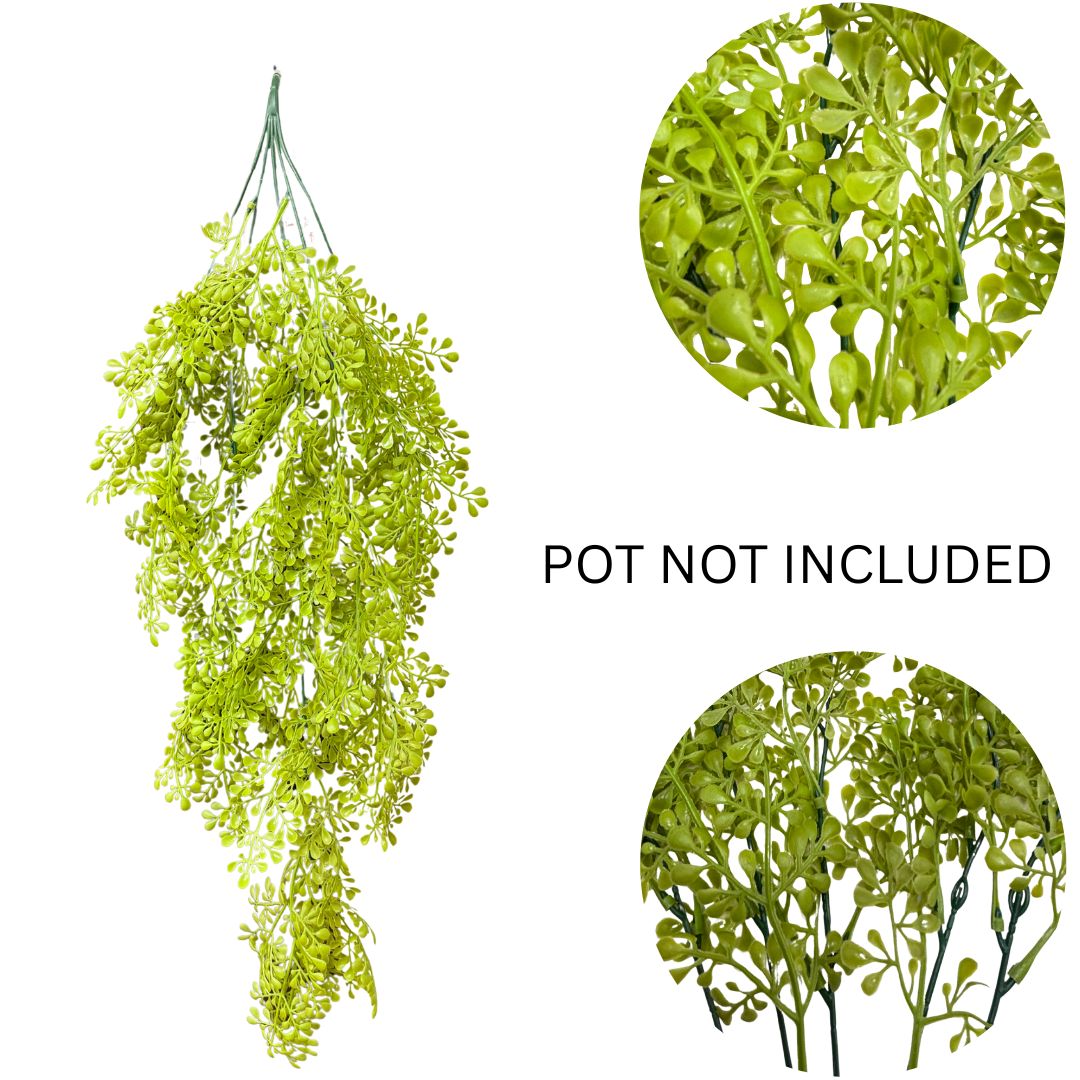 Garden Gyani Artificial Hanging Plant with Basket – Realistic Green Leaves & Creepers for Home, Living Room & Wall Decoration