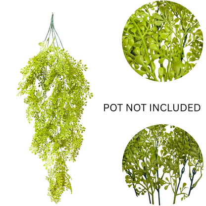 Garden Gyani Artificial Hanging Plant with Basket – Realistic Green Leaves & Creepers for Home, Living Room & Wall Decoration