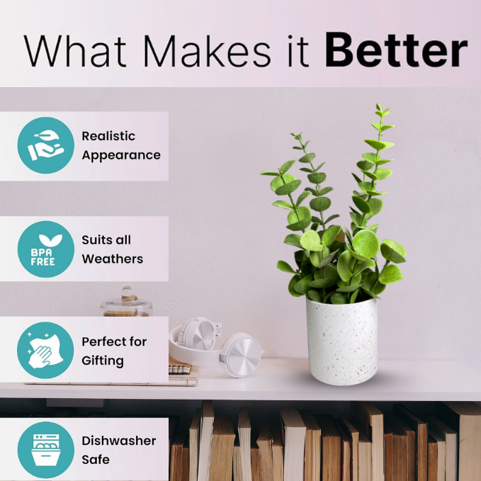 Garden Gyani Artificial Rubber Plant – Small Faux Potted Plant for Tabletop, Home, Bathroom & Office Décor | Indoor Decorative Greenery