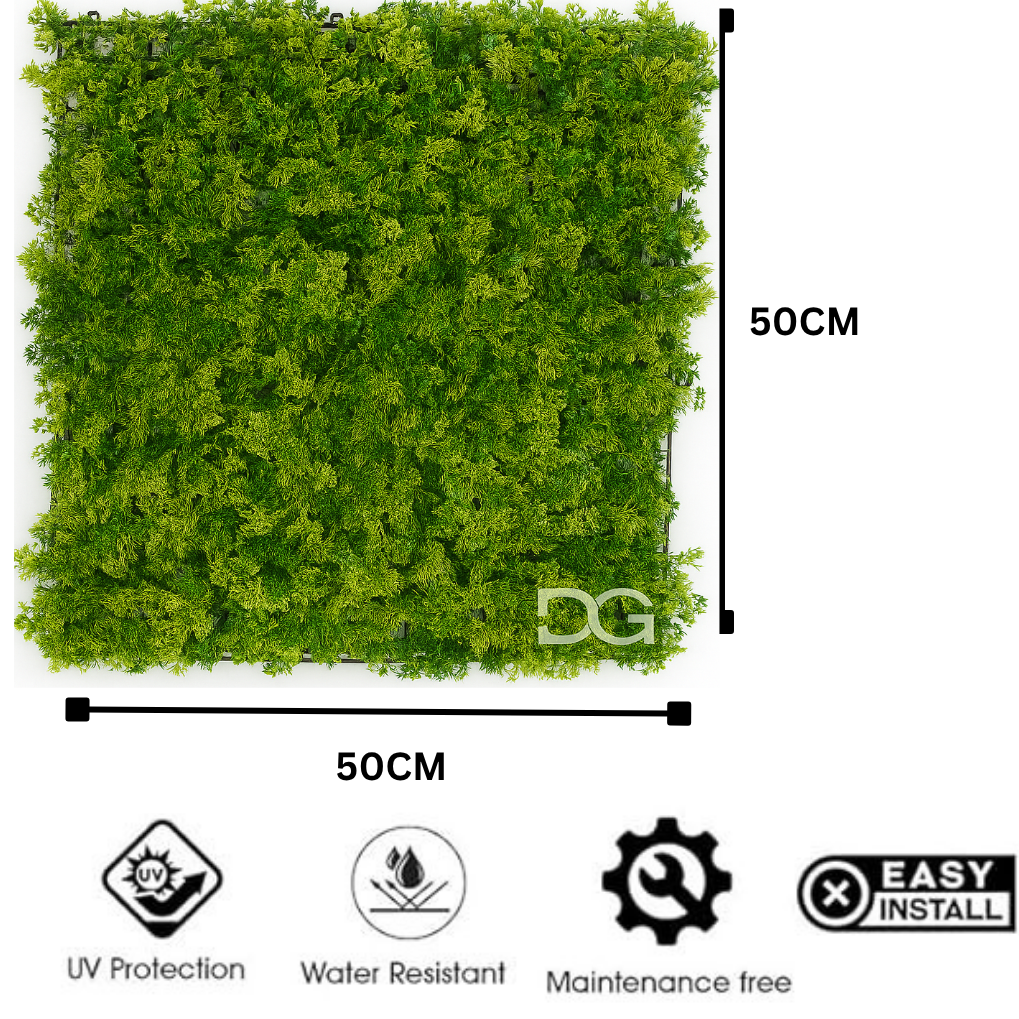 Garden Gyani Artificial Vertical Garden Panel 50×50 cm | Dense Bushy Green Foliage | UV Protected Indoor Outdoor Wall Decor