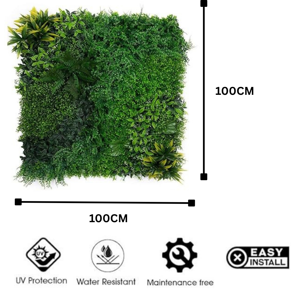 Garden Gyani Artificial Vertical Garden Panel 100×100 cm | Premium Mixed Foliage Design | UV Protected Indoor Outdoor Green Wall Decor