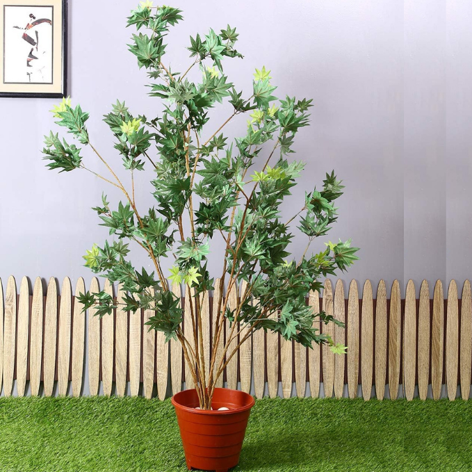 Garden Gyani Artificial Japanese Maple Plant – 150 cm Tall Faux Tree with 760 Leaves & 10 Branches | Realistic Indoor Decorative Plant for Home & Office | Pot Not Included