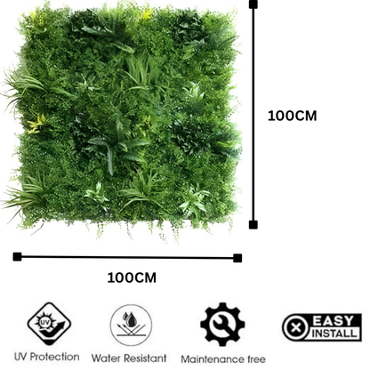 Garden Gyani Artificial Vertical Garden Panel 100×100 cm | Premium Jungle Style Dense Foliage | UV Protected Indoor Outdoor Green Wall