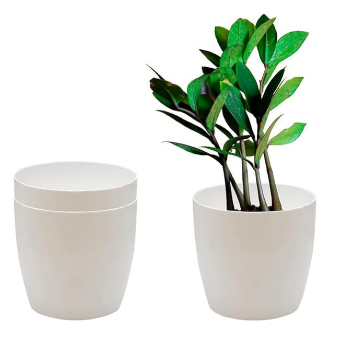 Garden Gyani Flower Pots - 4.4 Inch Plastic Flower Pots | Modern Decorative Indoor Outdoor Planters/Pots - Plant Not Included - Pack of 3