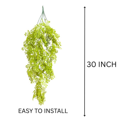 Garden Gyani Artificial Hanging Plant with Basket – Realistic Green Leaves & Creepers for Home, Living Room & Wall Decoration