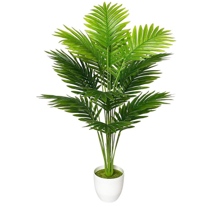 Garden Gyani Artificial Areca Palm Plant with White Pot – 75 cm Tall Faux Green Plant for Indoor & Outdoor Home, Balcony & Office Décor