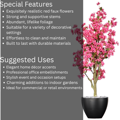 Garden Gyani Artificial Bougainvillea Tree – 5.7 Feet Tall | Faux Flowering Tree with Pink Blooms for Home, Balcony & Office Décor | Indoor Outdoor UV Resistant Decorative Plant Without Pot